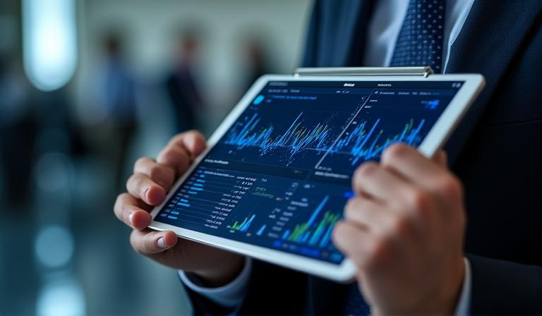 Sophisticated dashboard showing real-time financial metrics